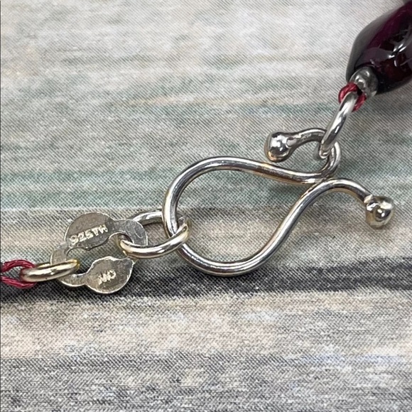 ⭐️Natural Purple Garnet Beaded Bracelet Sterling - Picture 5 of 7